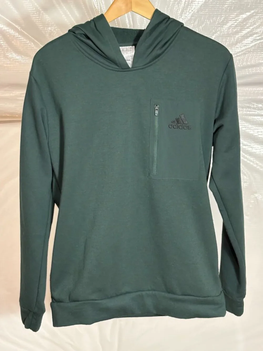 Adidas Men’s Forest Green Zip Pocket Fleece Hoodie M